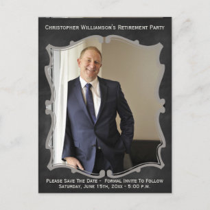 Fotokaart voor aftredingspartij sparen de datum  aankondigingskaart