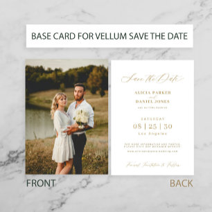 Fotokaart voor gouden vellum bruiloft save the dat date