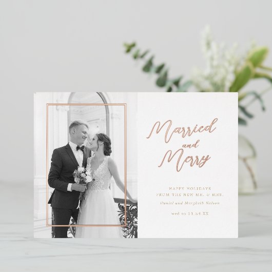 Fotokaart voor huwelijksfeestdag en feestelijke Fo Folie Feestdagenkaart (Staand Voorkant)