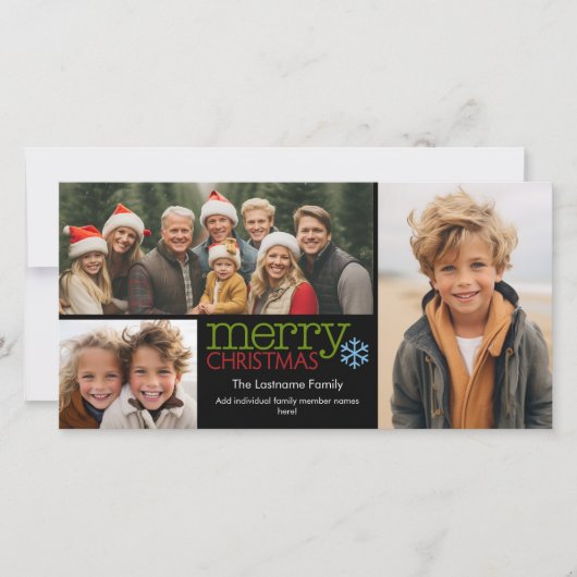 Fotokaart: Vrolijk kerstfeest met 3 foto's collage Feestdagenkaart (Voorkant)