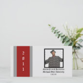 Fotokaarten van Red & Silver School Afstuderen Aankondiging (Staand voorkant)