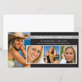 Fotokaarten voor afstuderen Aankondiging | Zwart (Voorkant / Achterkant)