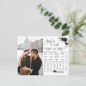 Fotokalender met de date marvy burgundy bruiloft briefkaart (Staand voorkant)