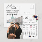 Fotokalender met de date marvy burgundy bruiloft briefkaart (Voorkant / Achterkant)