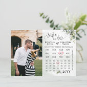 Fotokalender met de datum Eucalyptusgroen Kaart (Staand voorkant)