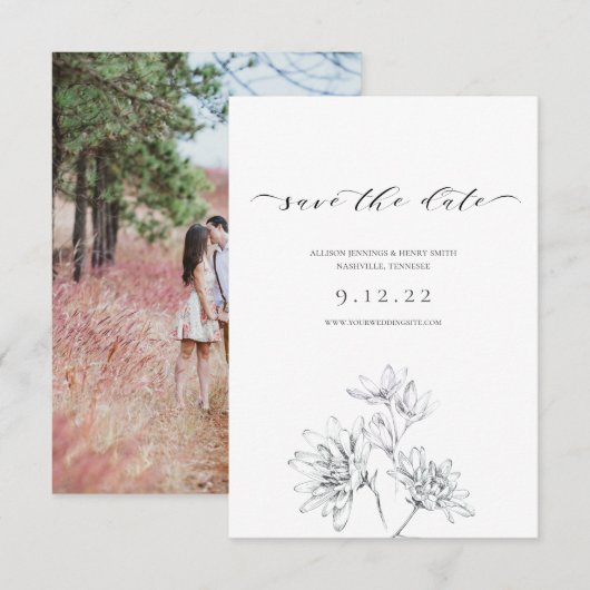 Fotokalligrafie Floral Wedding Save the Date (Voorkant / Achterkant)