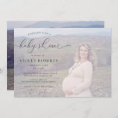 Fotokalligrafie Girl Baby shower Invitation Kaart (Voorkant / Achterkant)