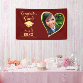 Fotoklasse 2025 Maroon Rood en Goud Afstuderen Spandoek
