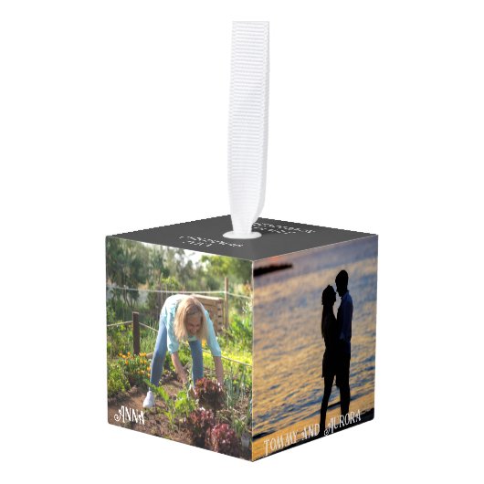 Fotokubus 4 Foto's Cube Ornament (Voorkant hoekig)