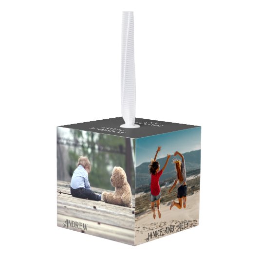 Fotokubus 4 Foto's Cube Ornament (Achter hoekig)