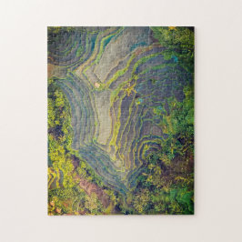 Fotokunst in rijstveld legpuzzel