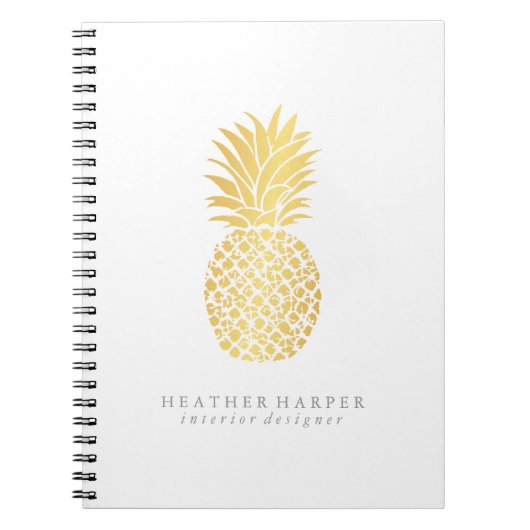 Fotolaptop - Gold Pineappel Notitieboek (Voorkant)
