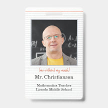 Fotoleraar ID-badge school, ik zonder masker