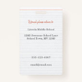 Fotoleraar ID-badge school, ik zonder masker Badge (Achterkant)