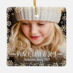 Fotoliefhebber Joy Gold Snowflake Chic Kerstmis Keramisch Ornament