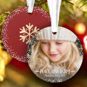 Fotoliefhebber Joy Gold Snowflake Chic Kerstmis Ornament