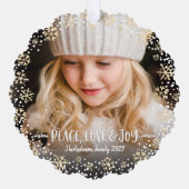 Fotoliefhebber Joy Gold Snowflake Chic Kerstmis Ornament Kaart (Voorkant)