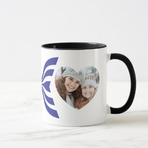 Fotomalbum met hartje en monogram met blauwe lijn  mok