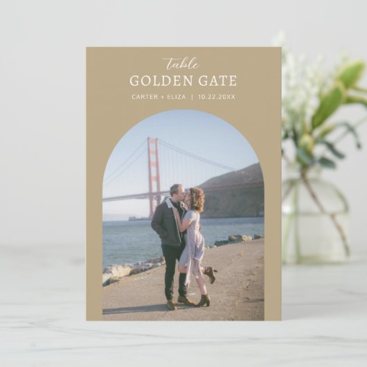 Fotomerk Landmark Locatie Tafelnummerkaart Bordje Menu (Staand voorkant)