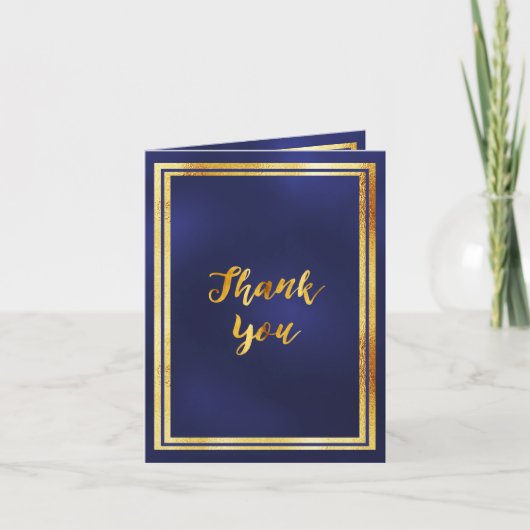 Fotomijlpaal verjaardag Dank u marineblauw goud Bedankkaart (Voorkant)