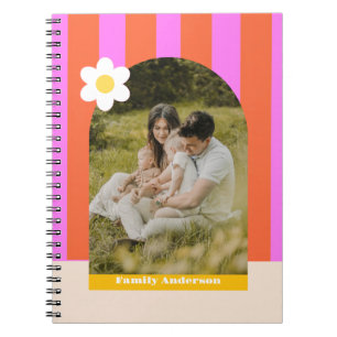 Fotomodern familie strepen kleurrijk retro notitieboek