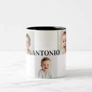 Fotomok voor kleine – Voeg de naam van je baby toe Tweekleurige Koffiemok