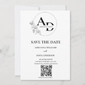 Fotomonogram minimalistische QR-code bruiloft Save The Date (Voorkant)