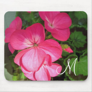 FotoMonogram roze bloem Muismat
