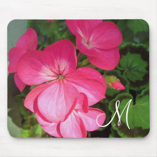 FotoMonogram roze bloem Muismat (Voorkant)