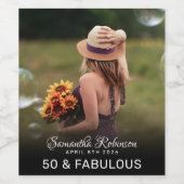 Fotomonogram voor 50 en geweldige verjaardagsfeest wijn etiket (Enkel label)
