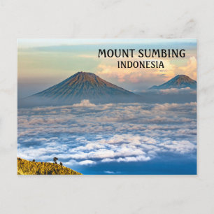 Fotomontage Sumbing Volcano Indonesië Briefkaart