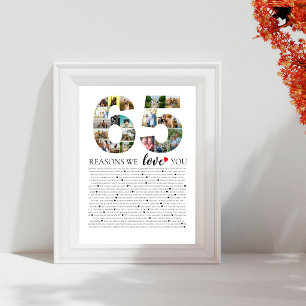 Fotomontage voor 65 redenen waarom we van je houde poster