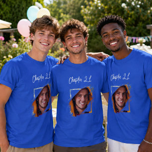 Fotonaam 21ste verjaardag koningsblauw t-shirt