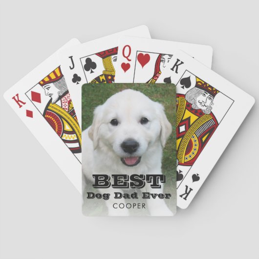 Fotonaam Best Dog Dad Modern Poker Pokerkaarten (Achterkant)