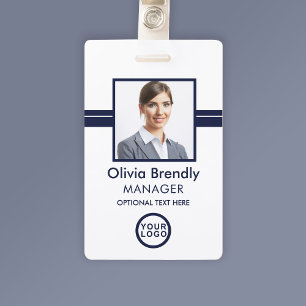 Fotonaam ID-kaart werknemer   Navy White Badge