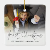 Fotonaam jaar eerste Kerstmis Afstuderen Keramisch Ornament (Achterkant)