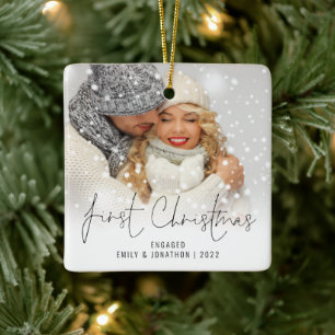Fotonaam jaar eerste kerstmis keramisch ornament