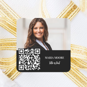 Fotonaam QR code zwart wit bedrijf Vierkante Sticker