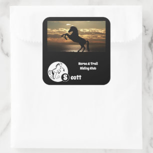 Fotonaam voor paarden en Golf Club Vierkante Sticker