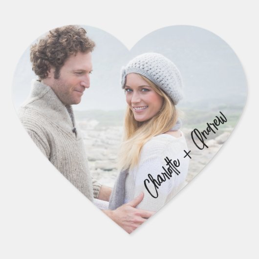 Fotonamen bruidegom bruiloftsgunst hart sticker (Voorkant)