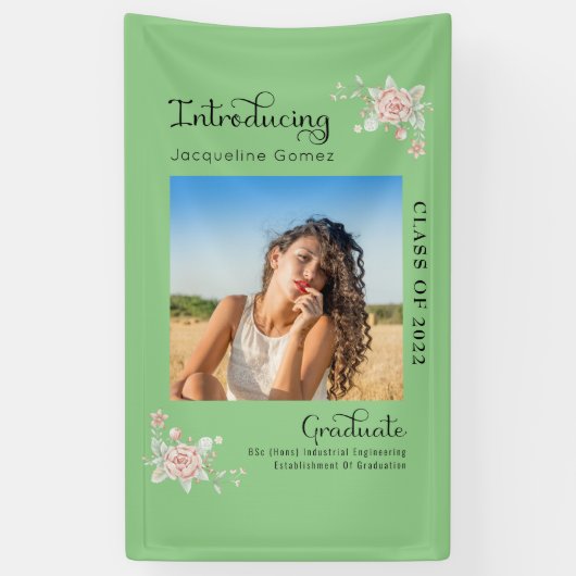 Fotopartij Modern Floral Afstuderen 2022 Spandoek (Verticaal)