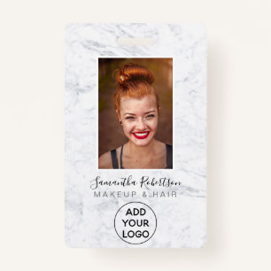 Fotopas van Chic white marble-logo Badge