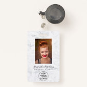 Fotopas van Chic white marble-logo Badge (Voorkant met intrekbare)