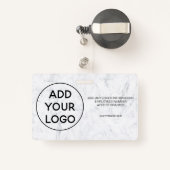 Fotopas van Chic white marble-logo Badge (Achterkant met intrekbare)