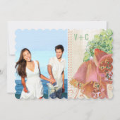 Fotoperatie en mint Wedding Typography Wedding Kaart (Achterkant)