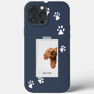 fotopettypografie moderne marineblauw iPhone 13 pro max hoesje