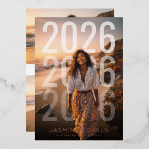 FotoPop Minimaal Jaar Overlay Afstuderen Folie Uitnodiging