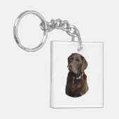 Fotoportret van Chocolate Labrador Sleutelhanger (Voorkant Links)