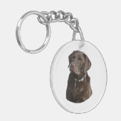 Fotoportret van Chocolate Labrador Sleutelhanger (Voorkant Links)