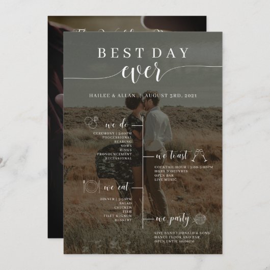 Fotoprogramma van de beste dag van de bruiloft programma (Voorkant / Achterkant)